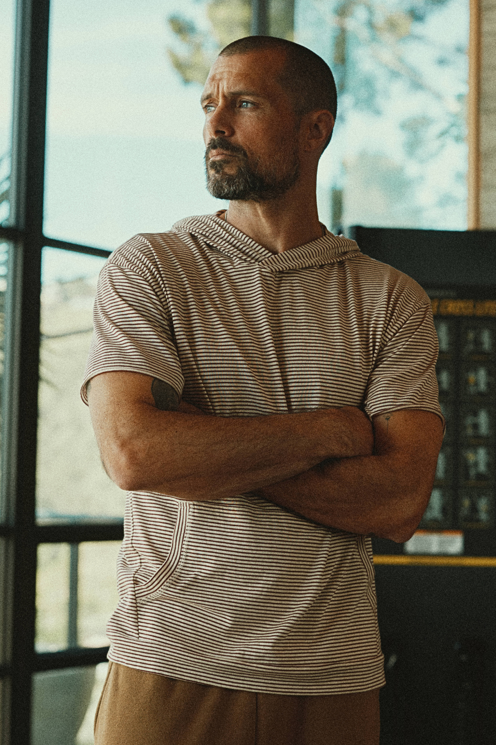 Men's Cotton Jersey Tee Kangaroo Pocket Hoodie