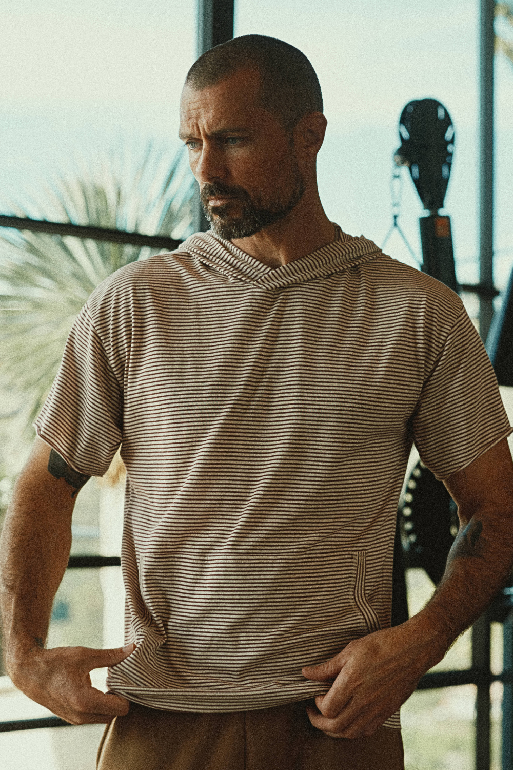 Men's Cotton Jersey Tee Kangaroo Pocket Hoodie