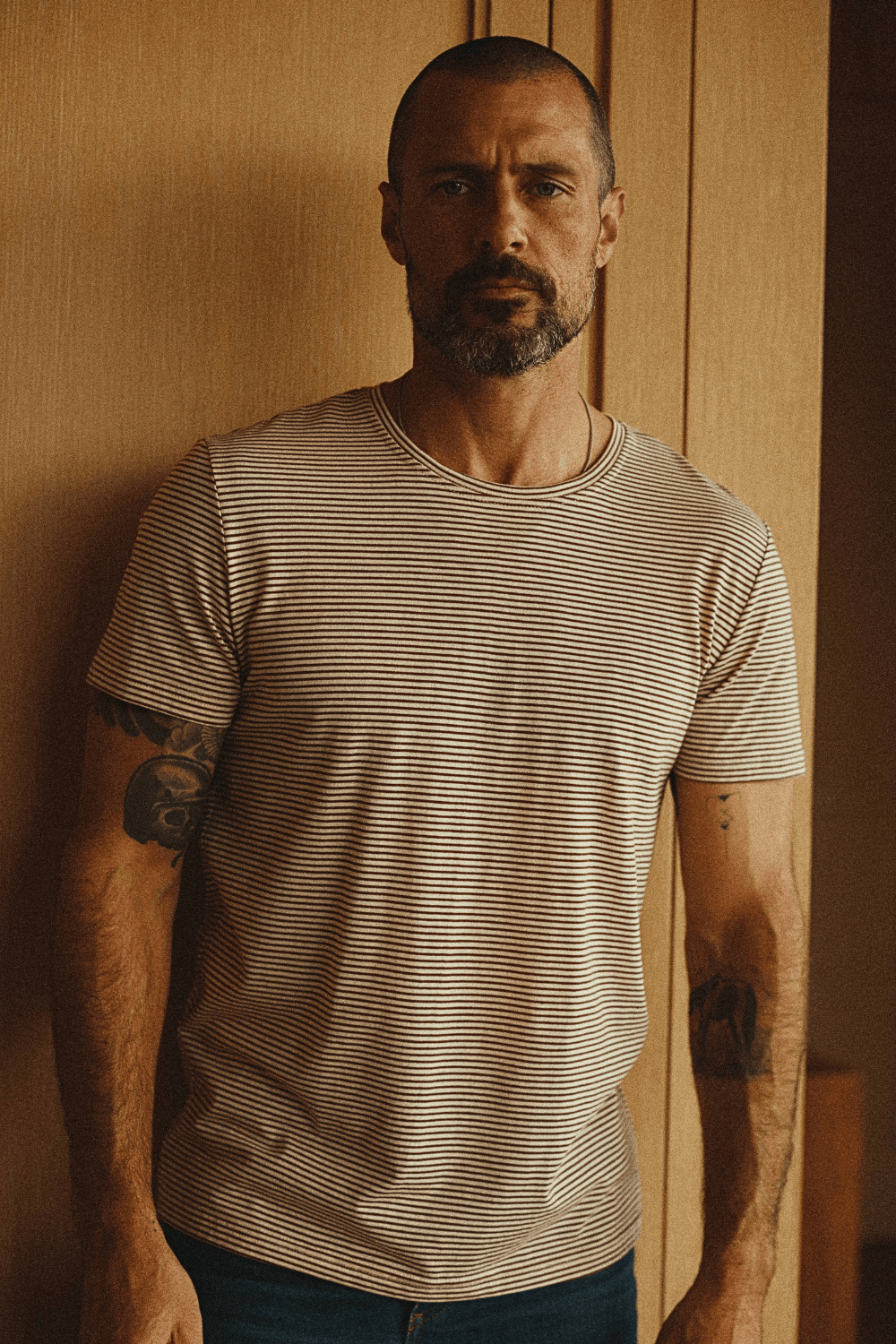 Men's Cotton Crew Neck Stripe Tee