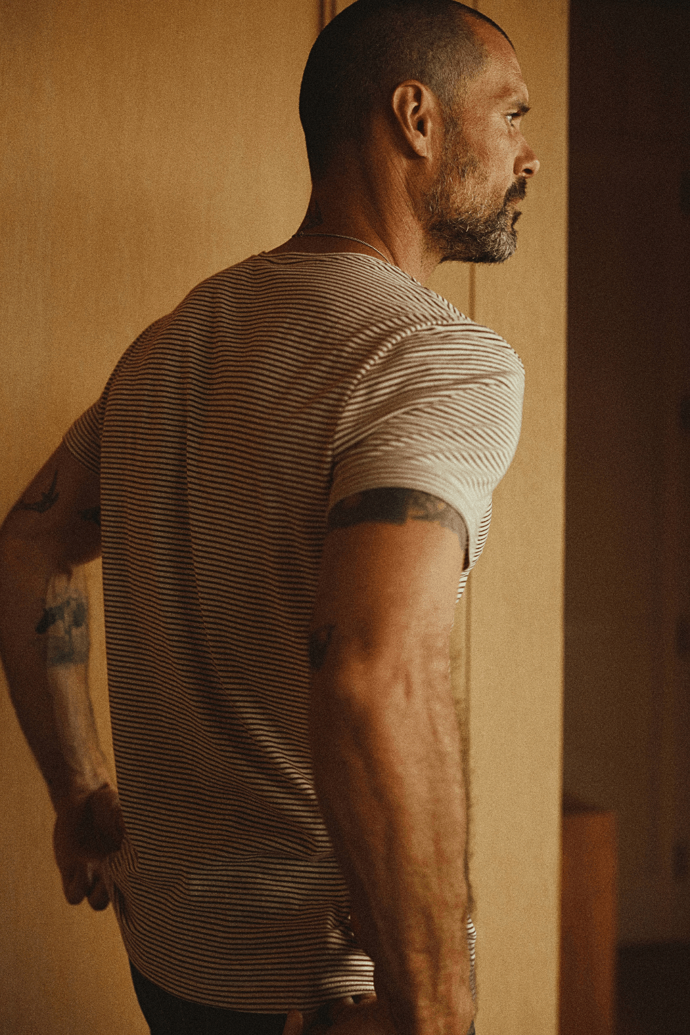 Men's Cotton Crew Neck Stripe Tee