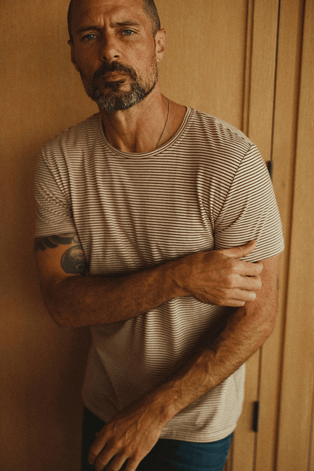 Men's Cotton Crew Neck Stripe Tee