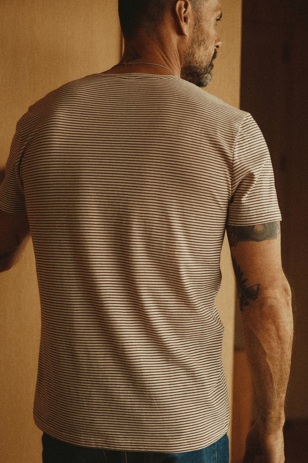 Men's Cotton Crew Neck Stripe Tee