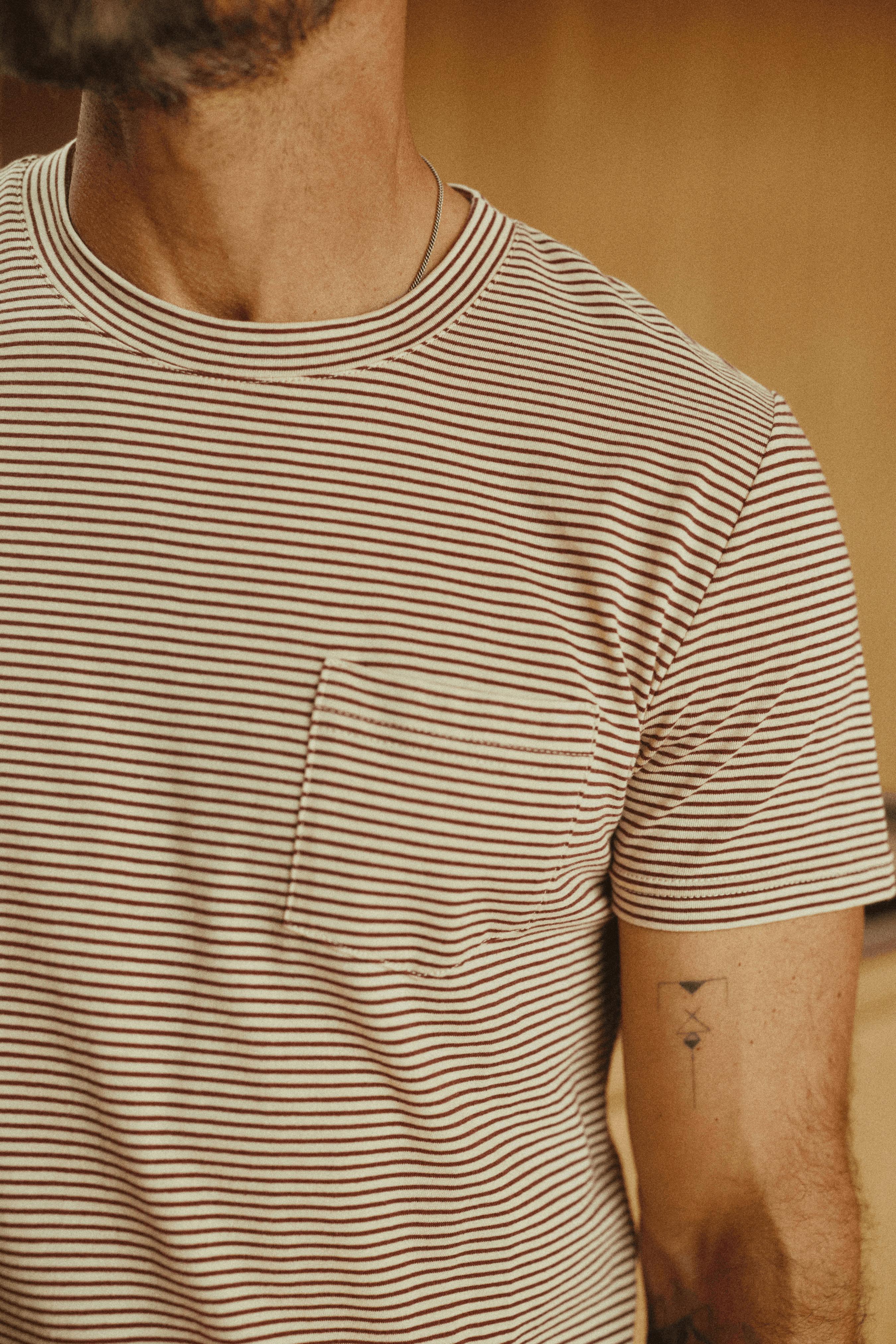 Men's Cotton V-Pocket Stripe Tee