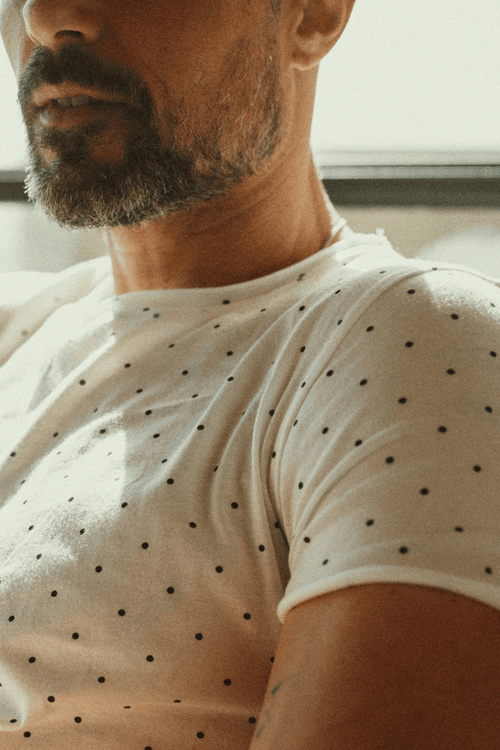 Men's Brolin Raw Neck Crew Dot Print Tee